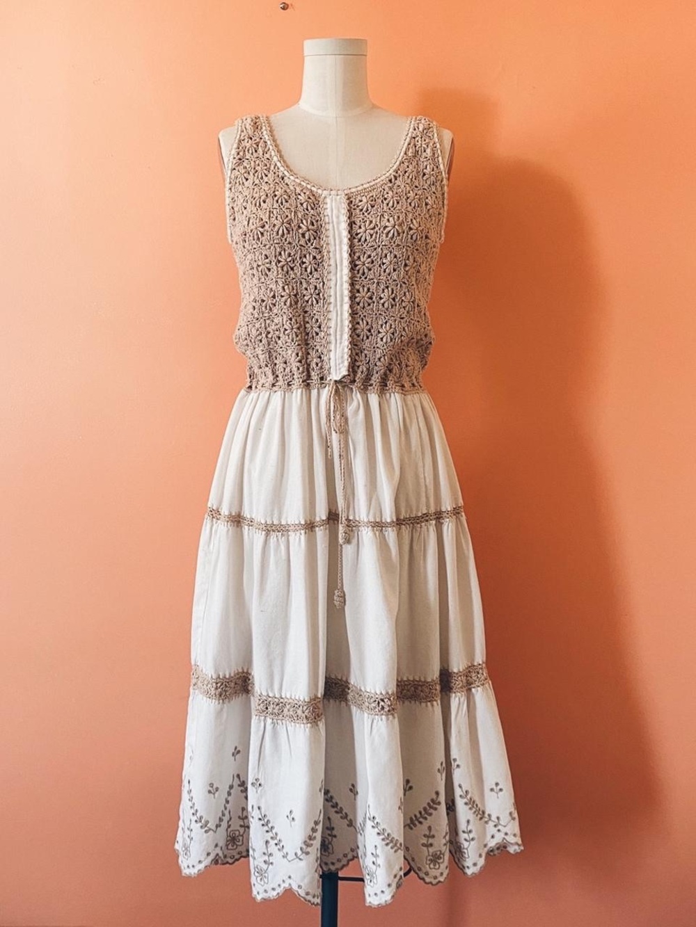 Vintage 70s handmade prairie dress small - Picture 6 of 11